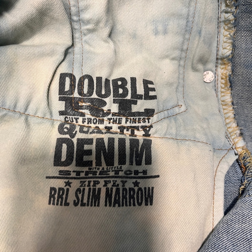 RRL Double RL Slim Narrow Jeans 40x28.5 Medium Wash Blue Stretch Denim Zip Fly - Picture 8 of 10